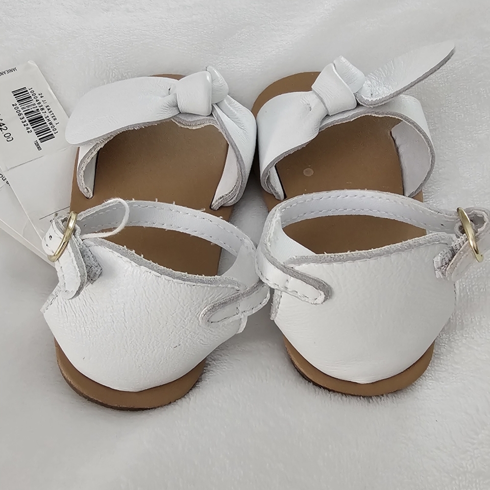 Janie and Jack NWT Sandals 18-24M White and Brown Minimalist Design MSRP $42 - Picture 3 of 5